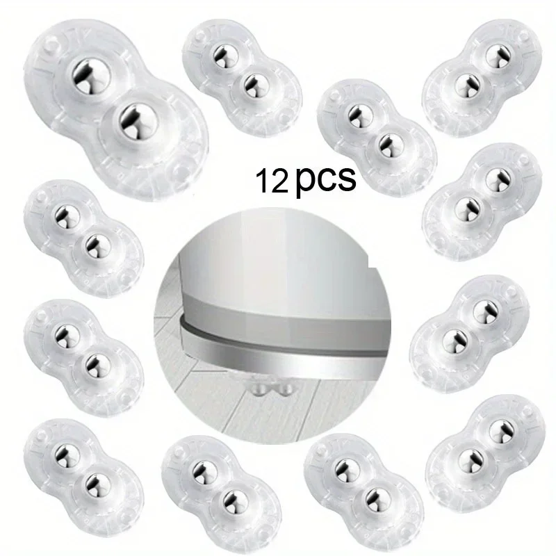12pcs Self Adhesive Type Mute Ball Universal Wheel 2 Beads Furniture Casters Wheels Stainless Steel Wheel 360° Rotation