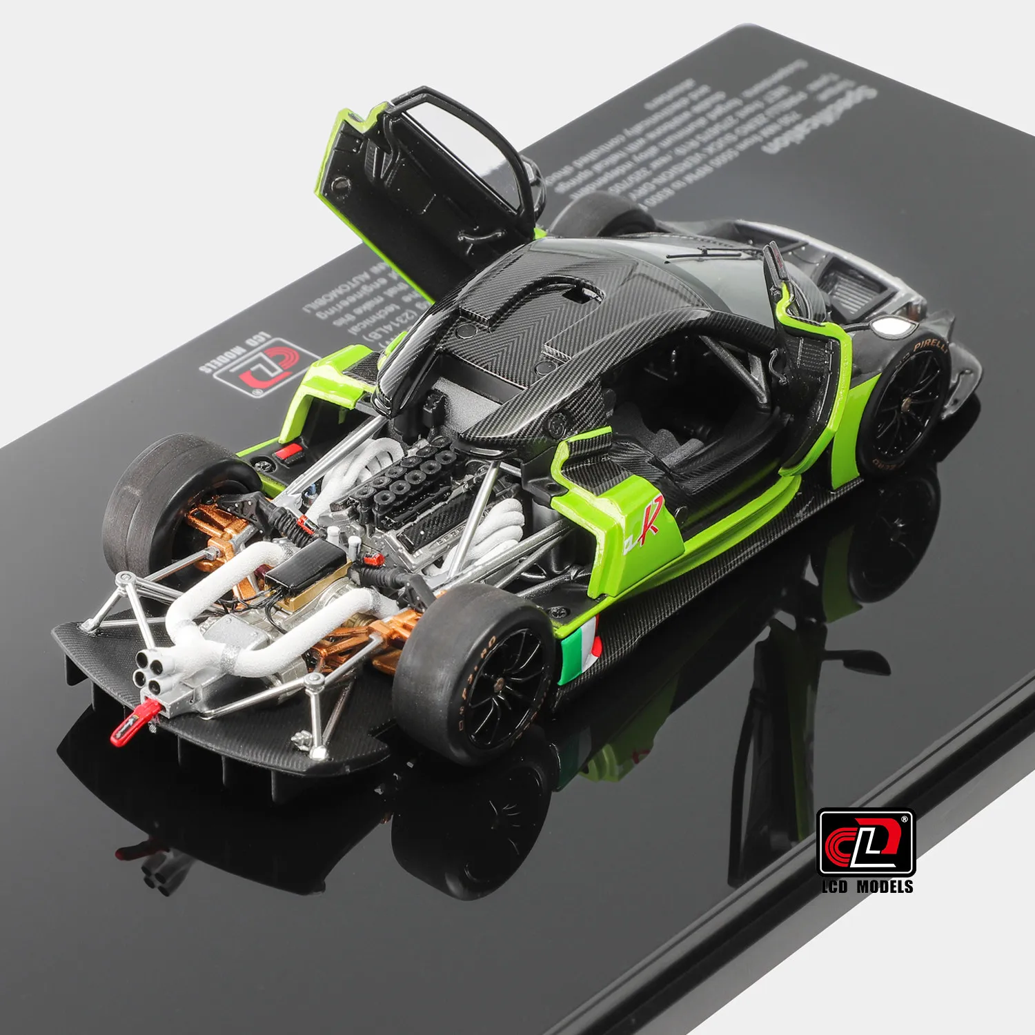 LCD 1/43 Pagani Huayra R Apple Green Full Open Officially Licensed Diecast Collectible Model