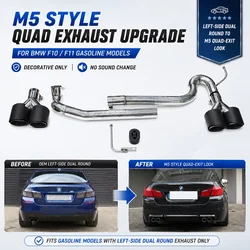 M5 Style Quad Exhaust Tip Fit For BMW 5 Series F10 F11 520i 523i 528i Carbon Fiber Stainless Steel Muffler Tailpipe Upgrade