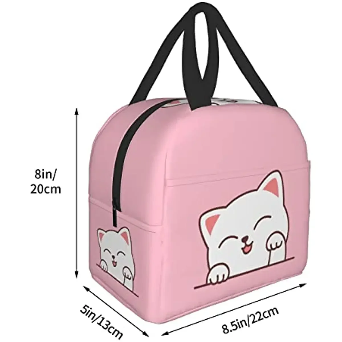 Cute White Cat Cartoon Cat Head Lunch Box Reusable Lunch Bag Work Cooler Reusable Tote Picnic Boxes Insulated Container Shopping