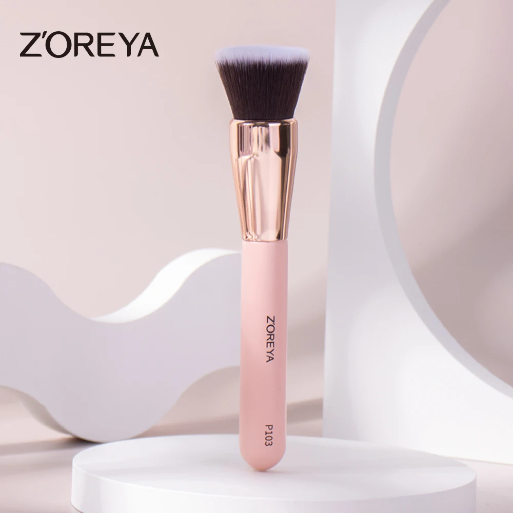 ZOREYA  Foundation Makeup Brushes Powder Blush Contour Concealer Synthetic Hair Professional Single Pink Face Makeup Brush