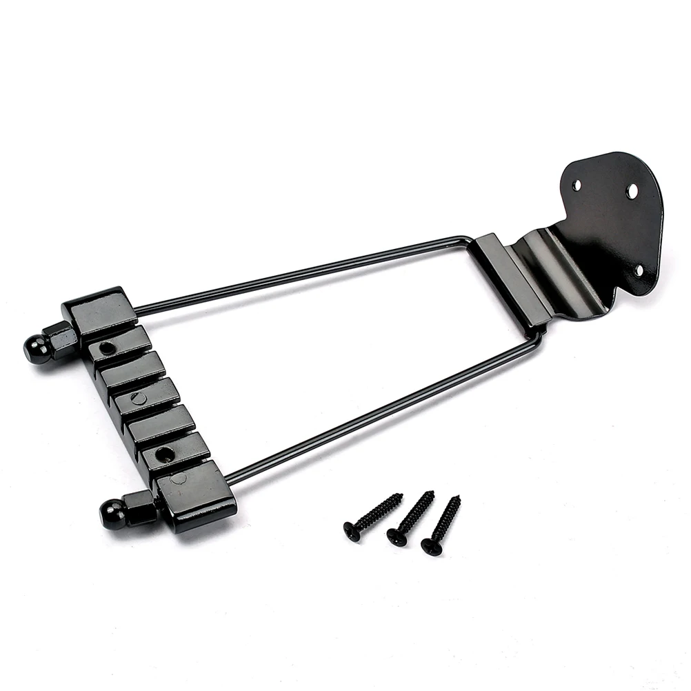 

6 String Metal Guitar Tailpiece Durable Black Long Standard Tailpiece for Jazz Guitar