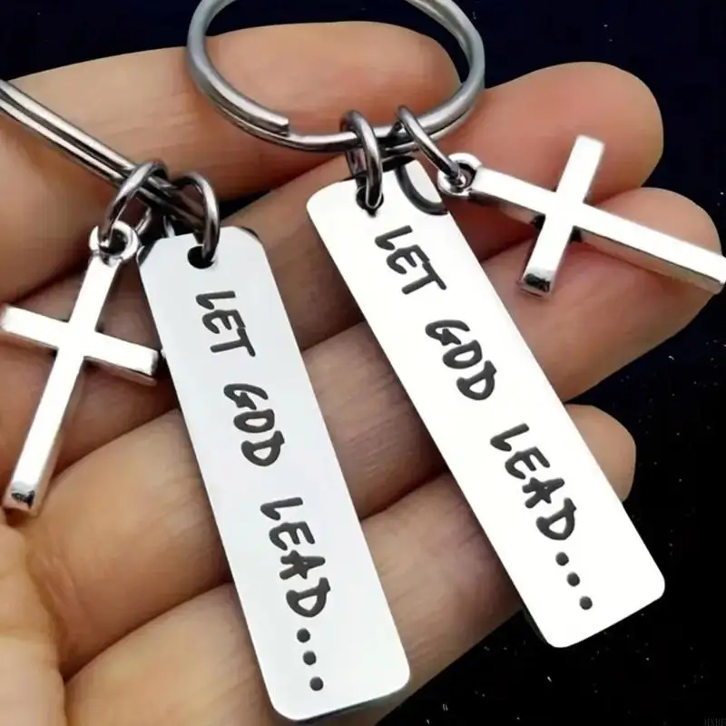 Faith Inspired Pendant Keychain Christian Symbol Bag Charm Stylish Key Adornment Stainless Steel Texture for Key and Bag