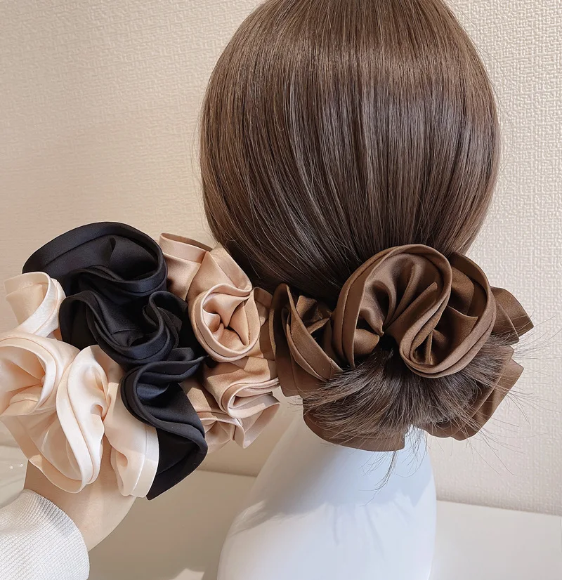 

Oversized Scrunchies Silk Hair Ties Elastic Hair Band Women Girl Ponytail Holder Fashion Hair Ropes Headband Accessories