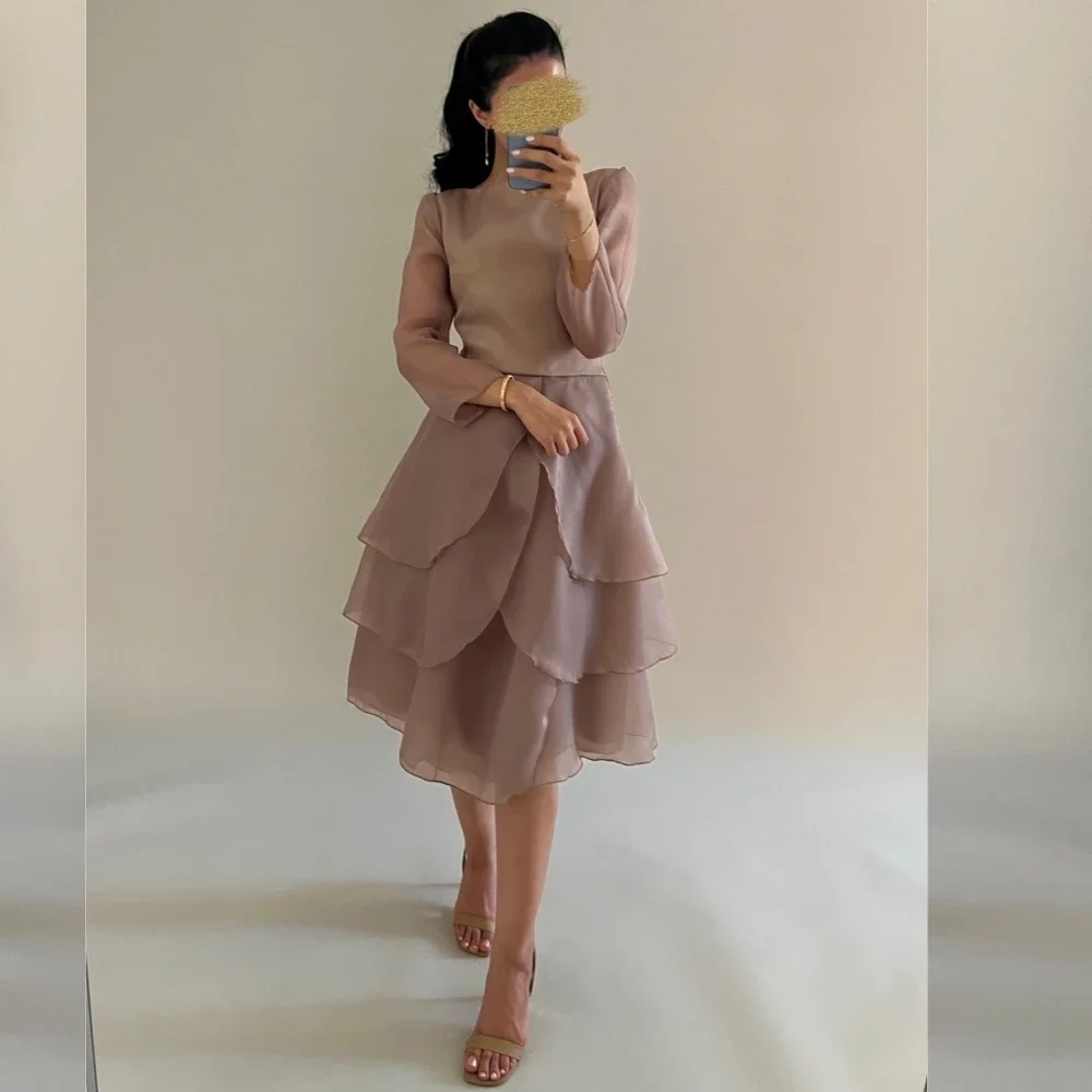 

Индивидуальный вечерний наряд из шифона с драпировкой, А-силуэт, с вырезом «джемпер», на заказ, для особых случаев, длиной до колена, для выпускного вечера