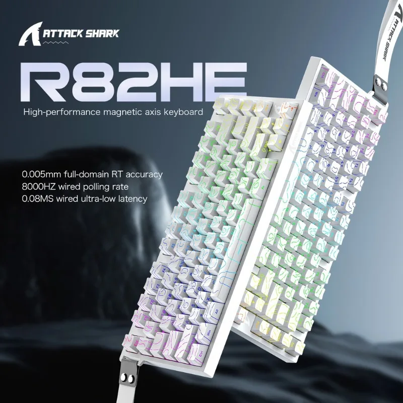 

Attack Shark R82 HE 75% Wired Keyboard 8000Hz Polling 0.08ms Latency Magnetic Switches Rapid Trigger RGB