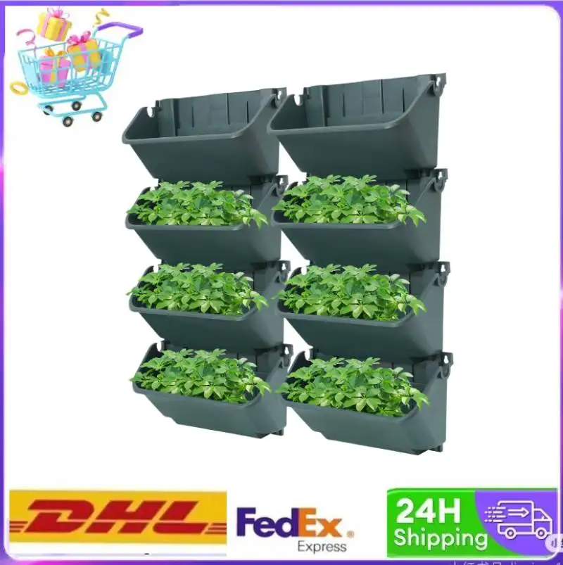

24PCS Garden Outdoor Plant Wall Flower Pot Container Wall Hanging Vertical Green Wall-Mounted Planting Box Home Decoration