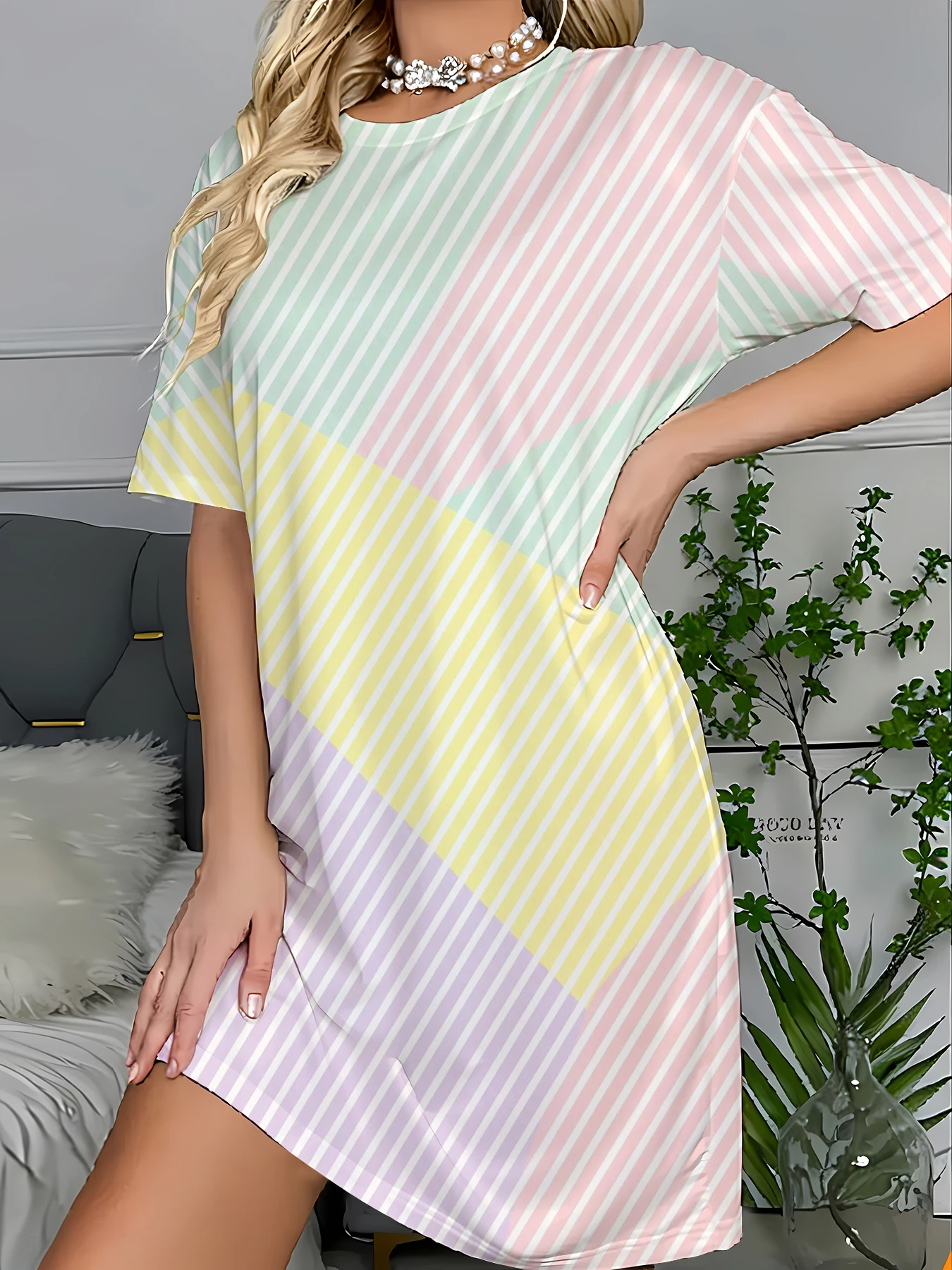 Y2K Graphic Print Sleep T-Shirt Dress Women Loose Loungewear Nightgown