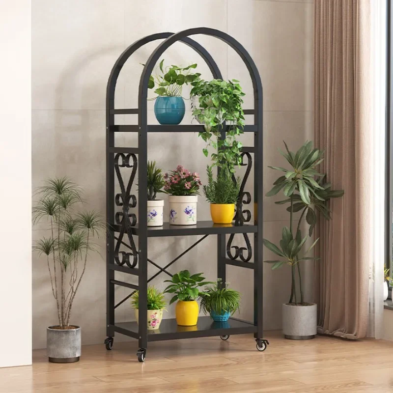 Movable balcony with universal wheel, flower stand, rack, living room against the wall