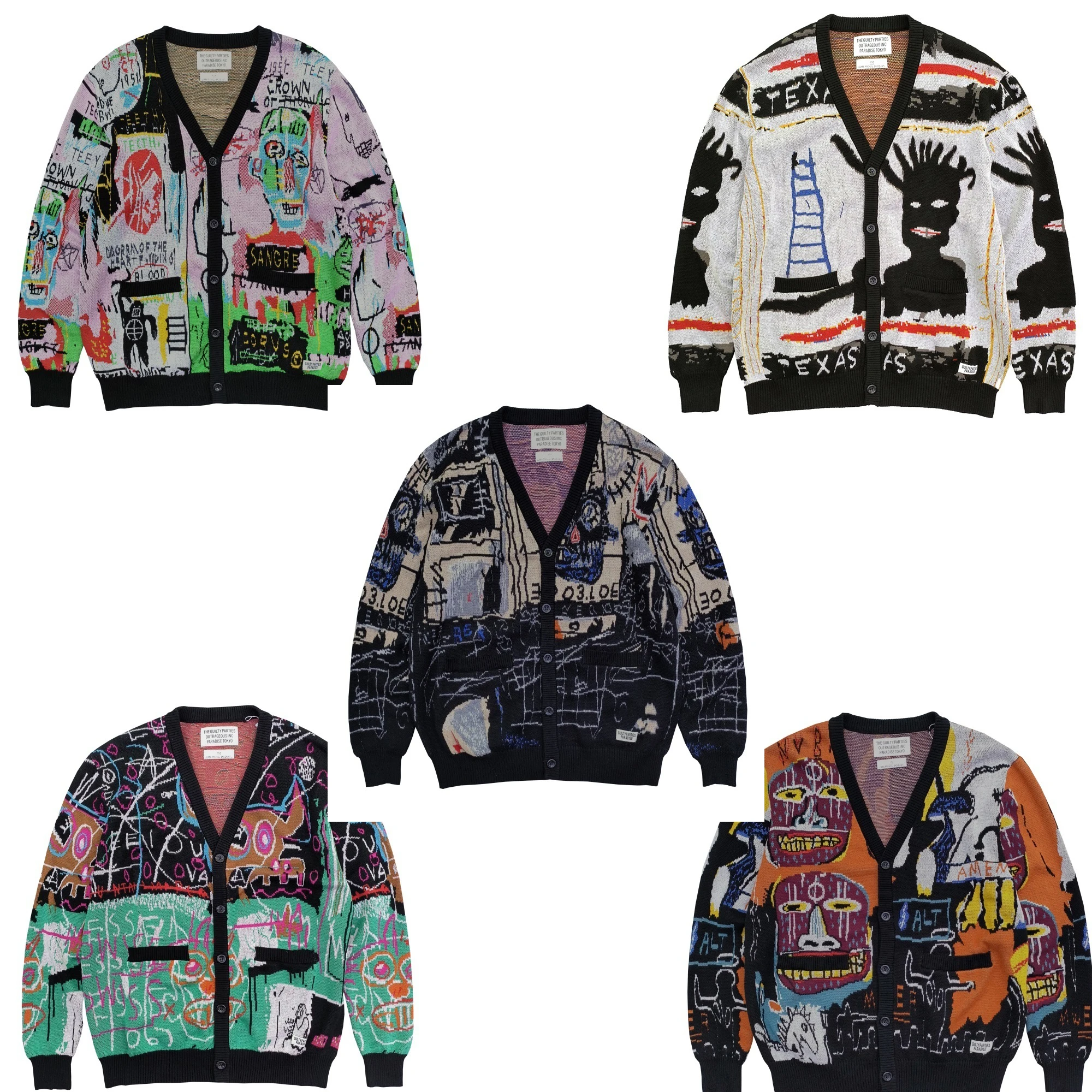 

Кардиган WACKO в японском стиле для мужчин и женщин с листьями, покрытыми принтами, свитера из чистого хлопка с художественным смыслом