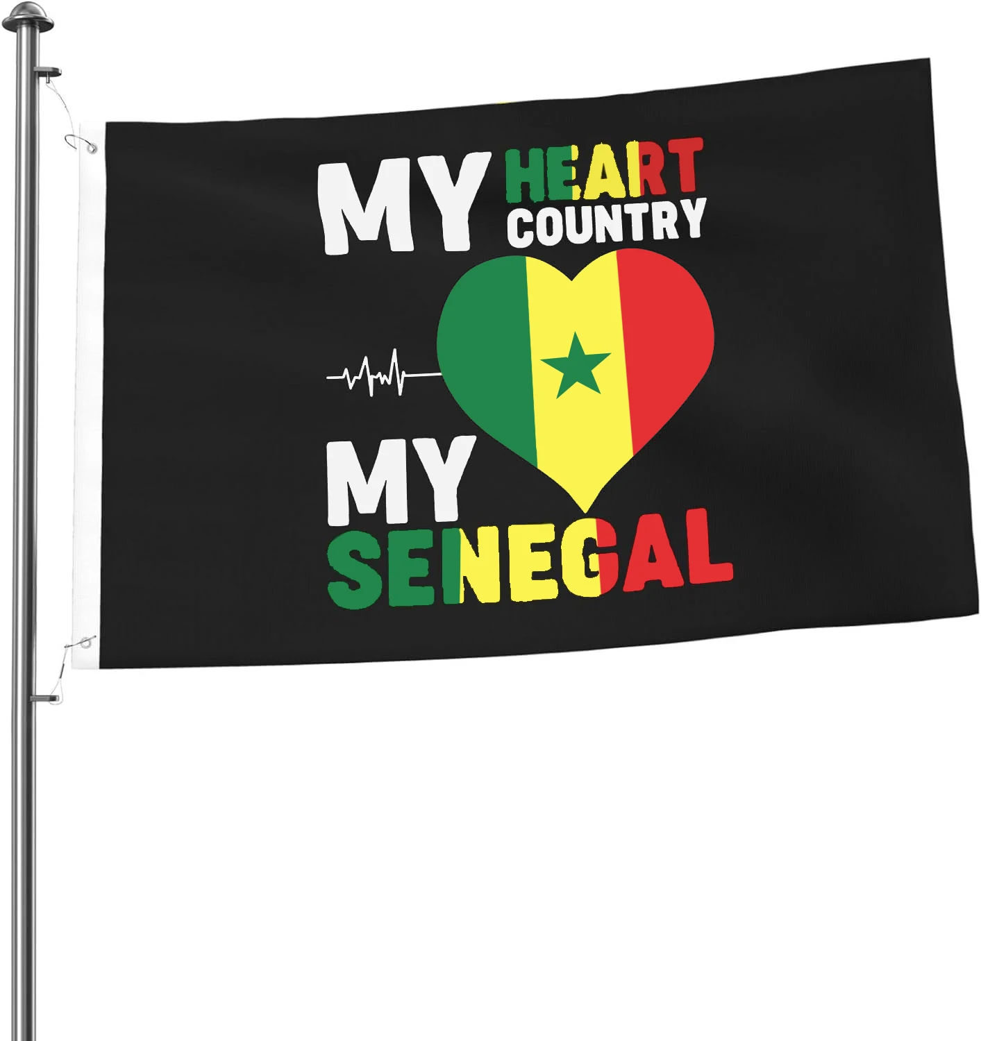 Flagnshow 100% Polyester My Heart My Country My Senegal Flags