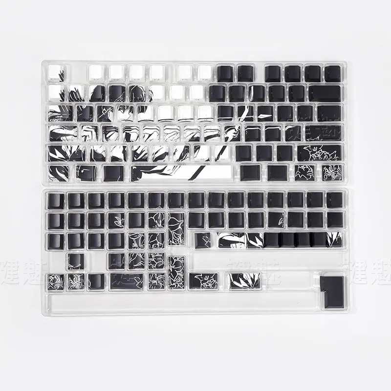 Kikyo Anime Keycaps Cherry Key Cap Set PBT 132 Keys Side Engraved Backlight Keycaps for 60/84/98/108 Mechanical Keyboard Caps