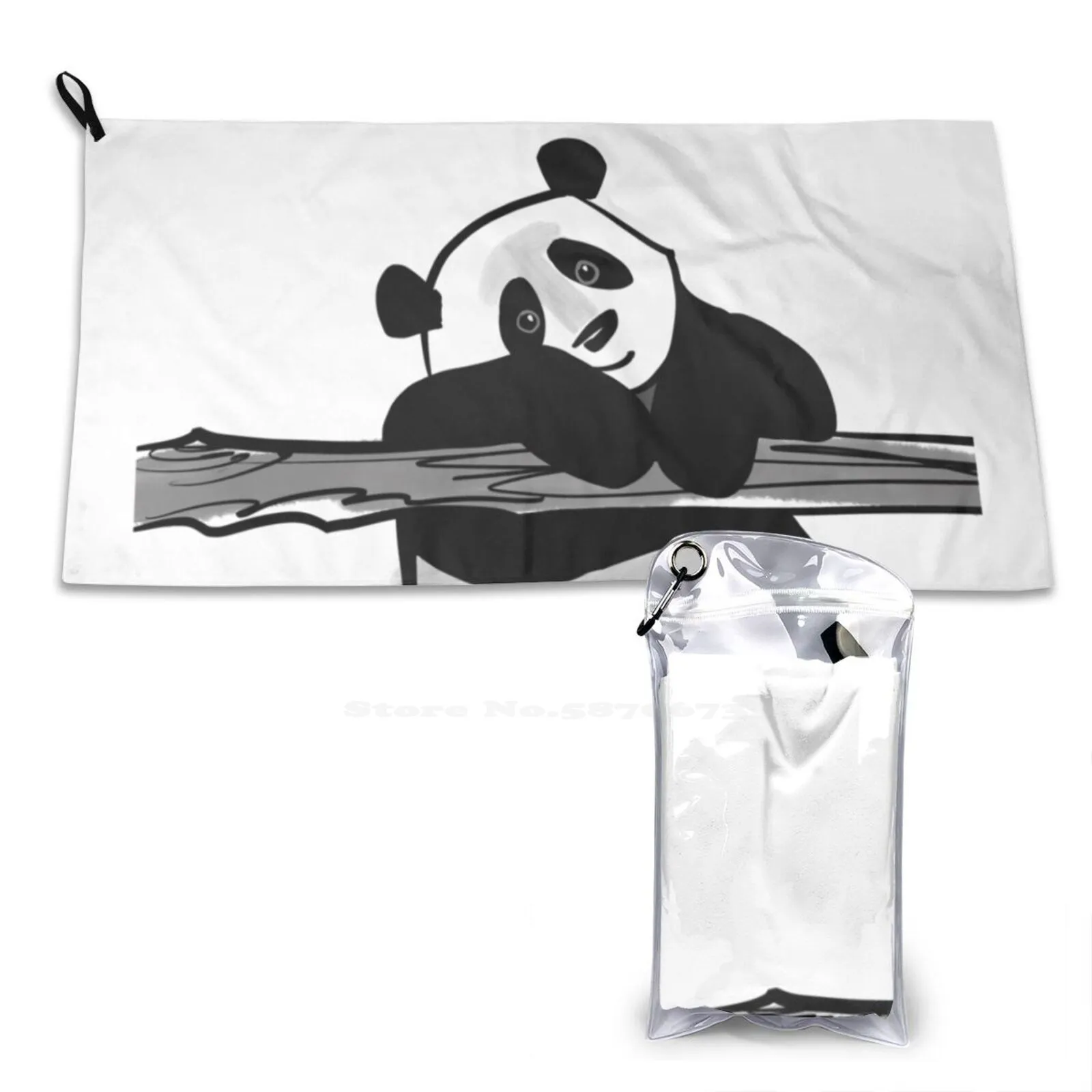 Panda Meets Friends Soft Towel High Quanlity Sport Washcloth Panda Cutie Animal Asia Funny Symbol Bear Black And White Nature