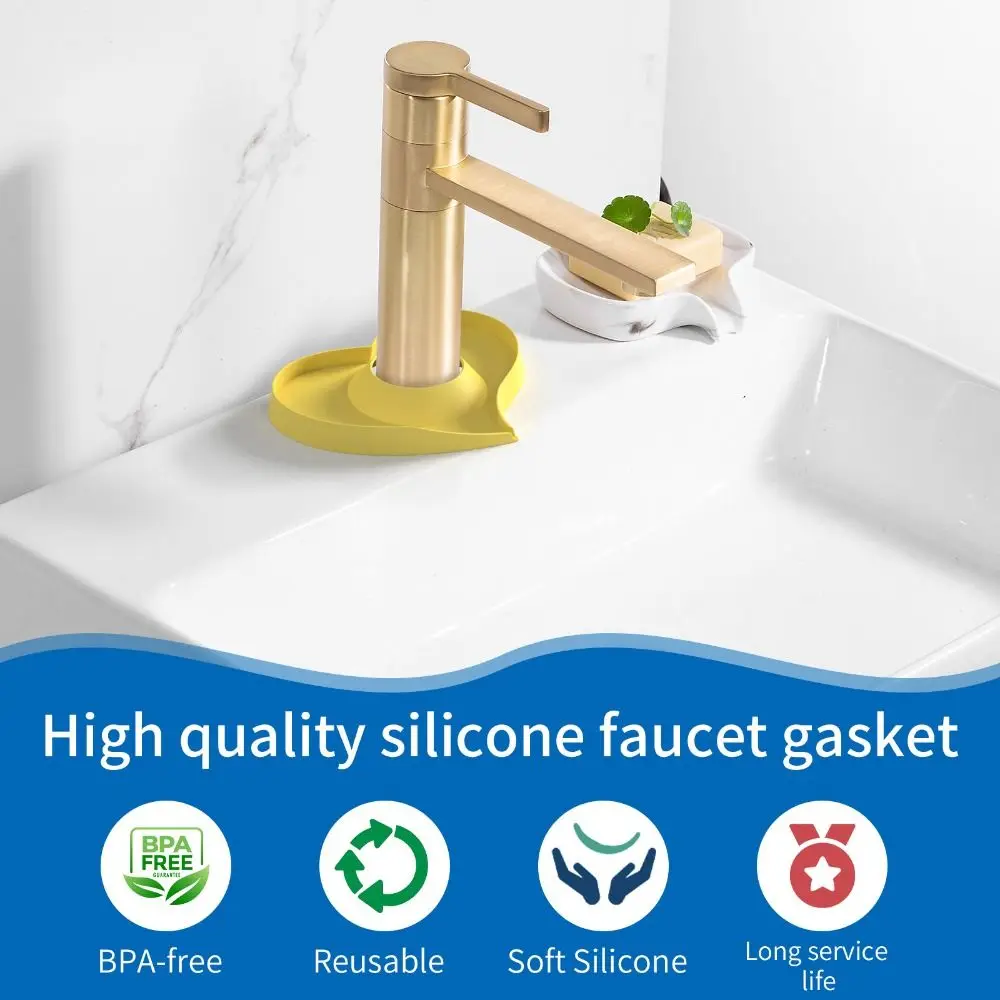 New Silicone Sink Faucet Mat Splash Quick Dry Diversion Drain Pad Heart Shape Multifunction Faucet Splash Plate Bathroom