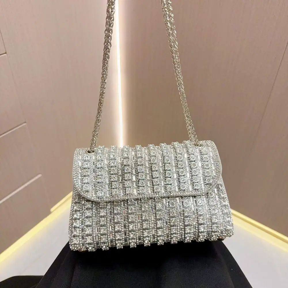 Chain Banquet Bag Leisure Diamond Design Multicolor Dinner Bag Pu+polyester Party Bag Socialite