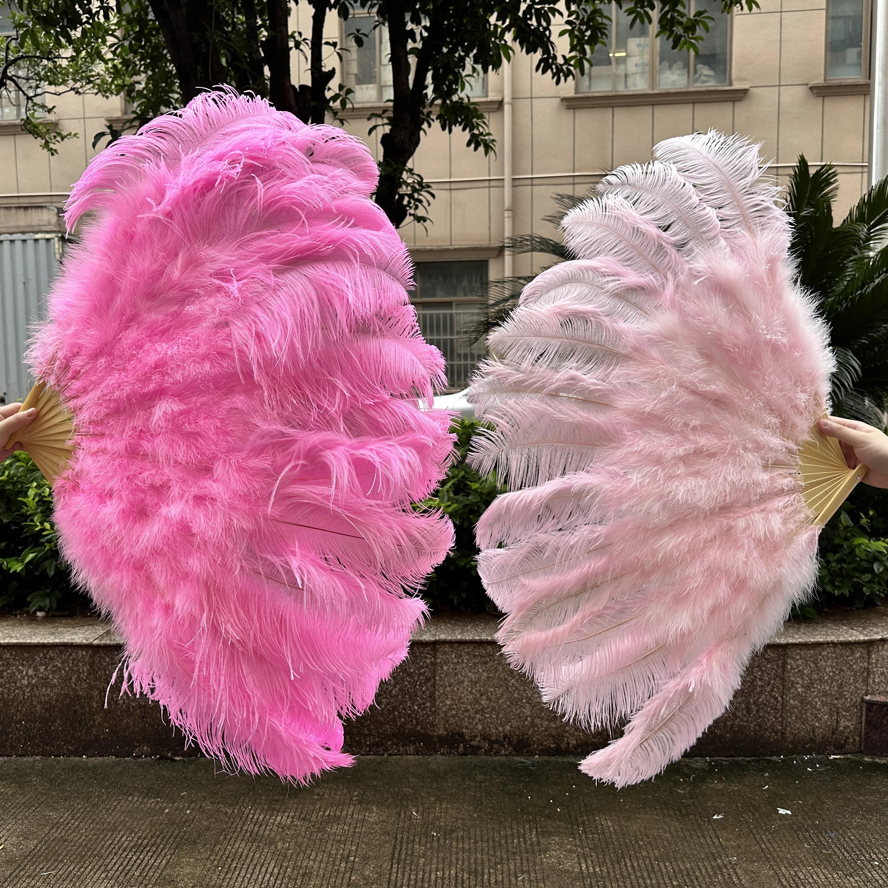 1/2PCS Pink Fluffy Ostrich Feathers Fan 100CM/130CM Natural Retro Feathers Fan Wedding Carnival Dance Performance Props Plumas