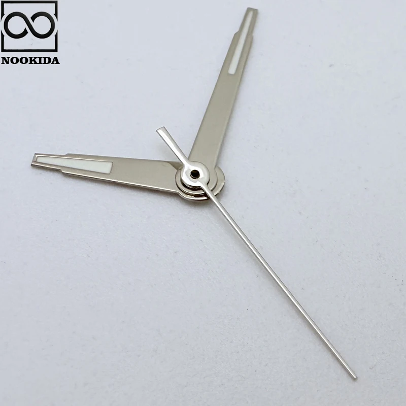 NOOKIDA NH35 シルバーシンプルなポリッシュ時計針グリーン発光フィット NH35 自動運動機械式時計アクセサリー