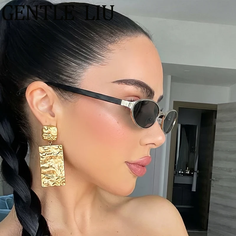 

Retro 90s Oval Sunglasses Women 2026 Luxury Brand Designer Y2K Punk Small Frame Sun Glasses For Ladies Eyewear Travel Shades