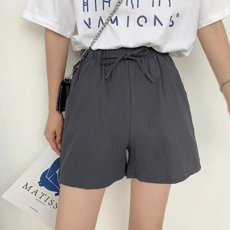 Women's Clothing Khaki Sport Shorts High Waist Loose Fit Casual Comfortable Korean Style Lightweight Lounge Pants New