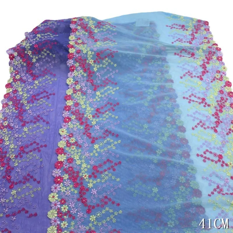 

28Yards Bilateral Floral Embroidered Lace Trim Blue Floral For Sewing Lingerie Underwear Bra Dress Decor