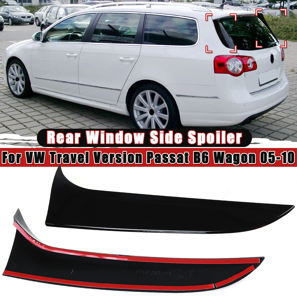 Preto brilhante para vw passat b6 wagon 11-15 spoiler traseiro do carro brilhante canard divisor acessórios