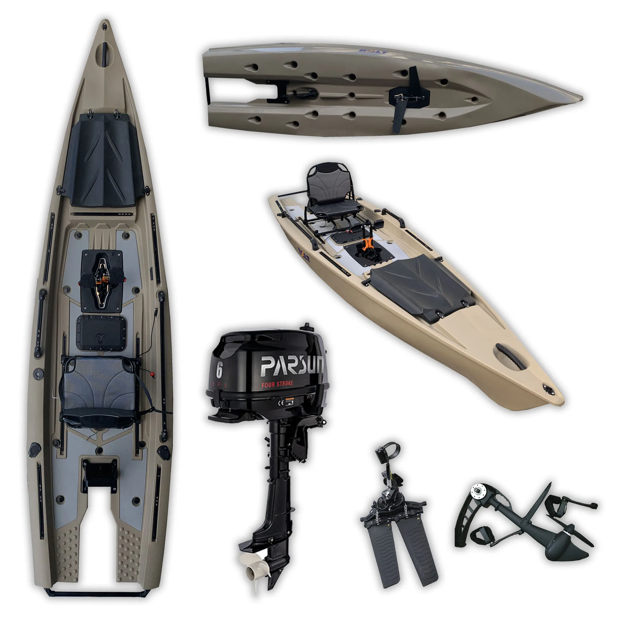 Single Rider 13.12ft Angling Kayak Stable Hard Hull With Pedal Propulsion Support 6hp Electric Motor For Long Distance Fishing