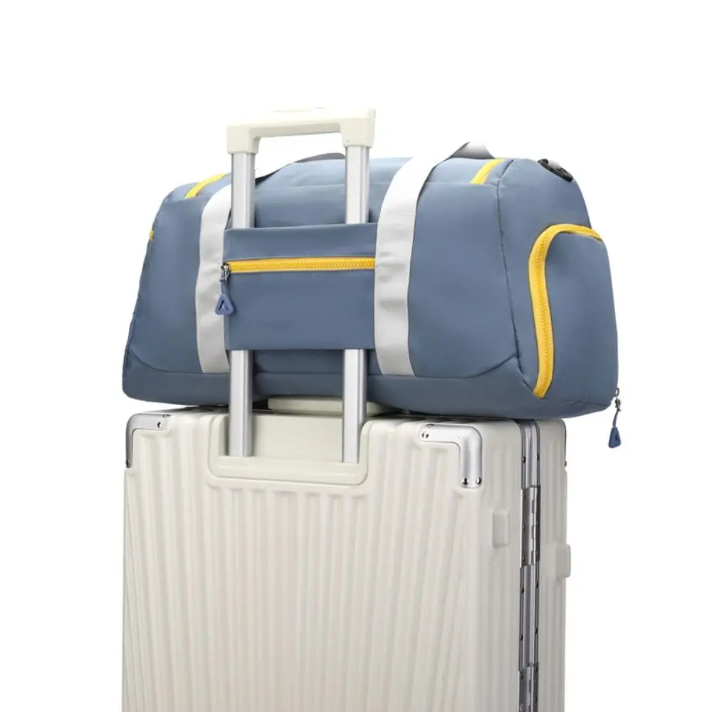 

Oxford Travel Luggage Bag Sturdy Foldable Nylon Duffle Bag with Shoe Compartment Multi Layered Large Capacity Handbag Business