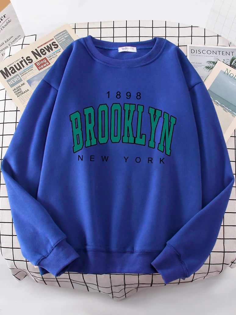 1898 Brooklyn New York Womens Hoodie Personality Crewneck Hoody simple Oversize Sweatshirt Fashion Casual Female Sportswear