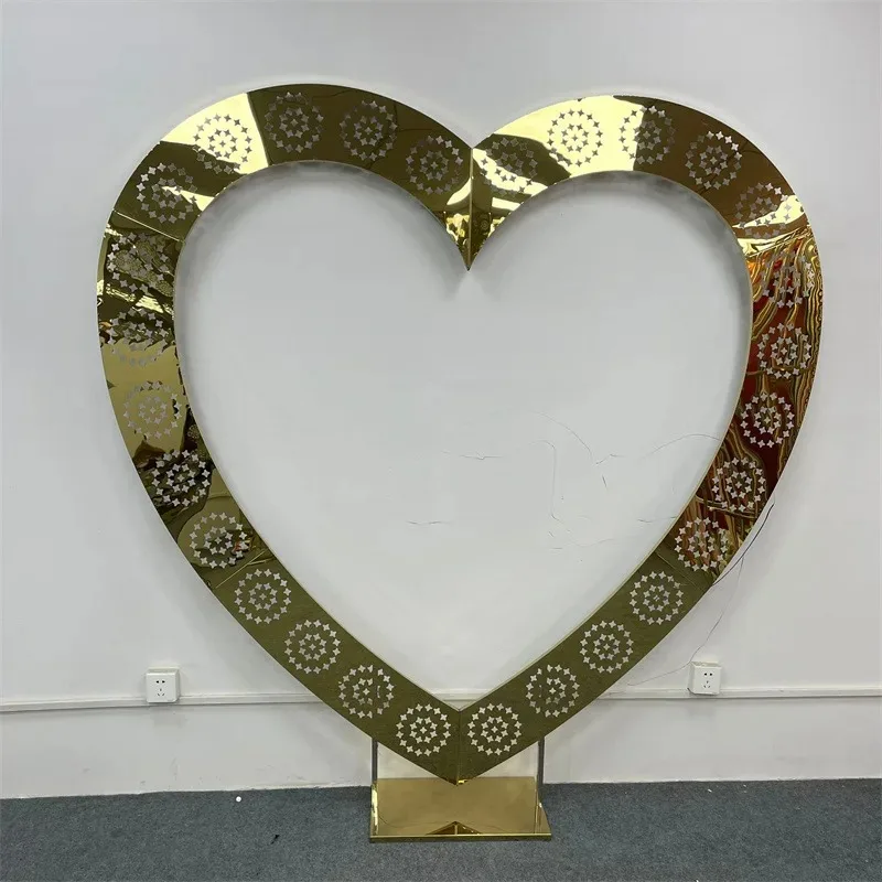 Big Heart Shape Wedding Backdrop Stainless Steel Stand Flowers Ring Birthday Party Outdoor Balloon Background DIY Decoration