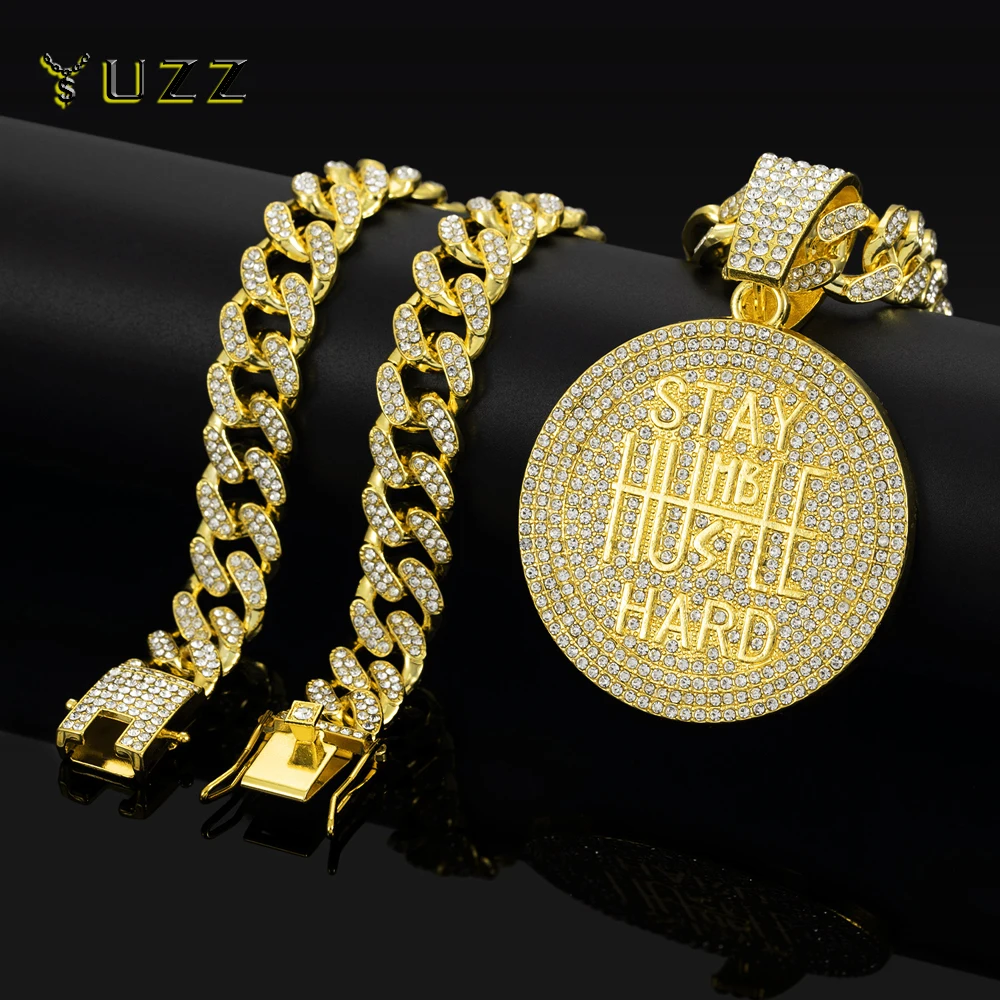 الرجال الهيب هوب البقاء الصلب قلادة بحرف قلادة مع 13 مللي متر الكوبية سلسلة الهيب هوب مثلج خارج بلينغ القلائد موضة حلية مجوهرات هدايا #1