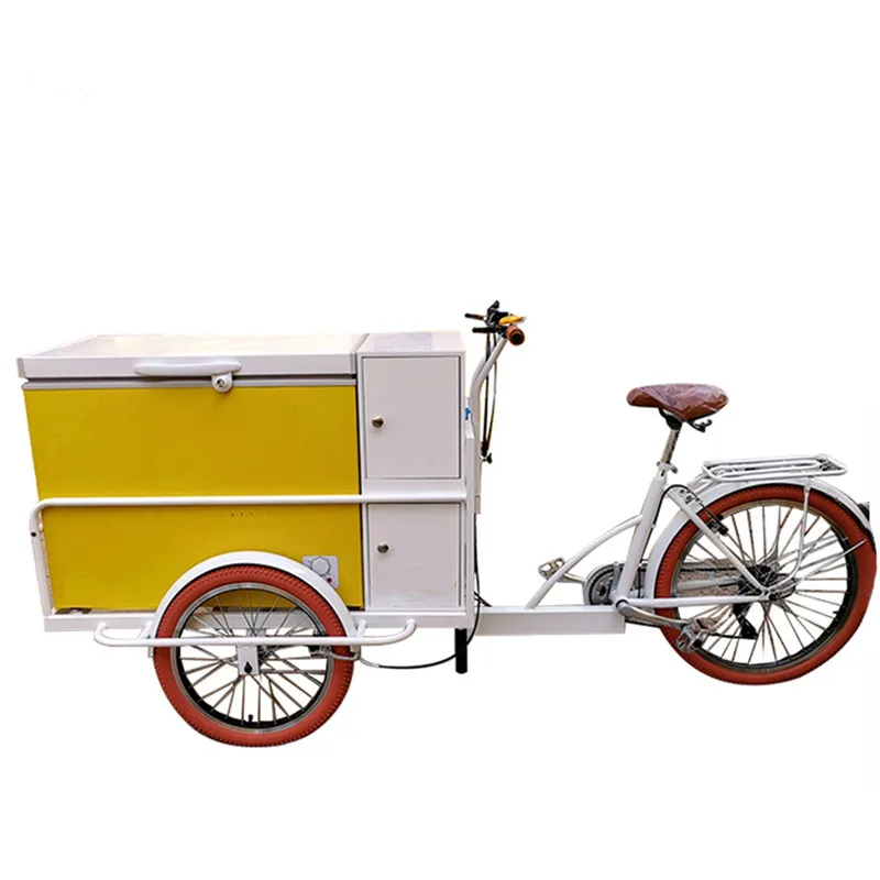 New Design Street Fast Mobile Restaurant Displays Food Bicycle Milk Truck Coffee Freezer Bike Electric Ice Cream Cart