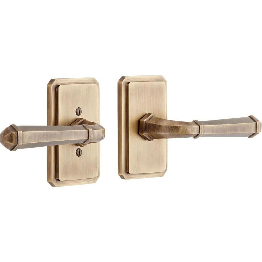 

479138 Matteen Left Handed Solid Brass Passage Door Lever Set with 23 8 Backset for Secure Indoor and Outdoor Entryways Durable