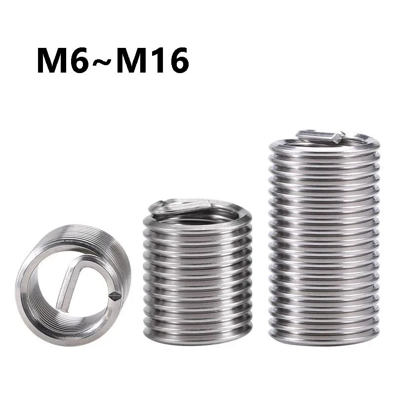 304 Stainless Steel Wire Thread Inserts M6 M8 M10 M12 M14 M16 Helical Coil Thread Repair Inserts for Automotive Machinery