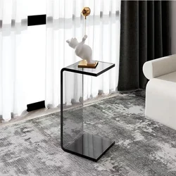 C Shaped End Table Acrylic Sofa Side Table Snack Tables Clear Acrylic Rectangular Display Riser 60/65-30-30cm Coffee Tables