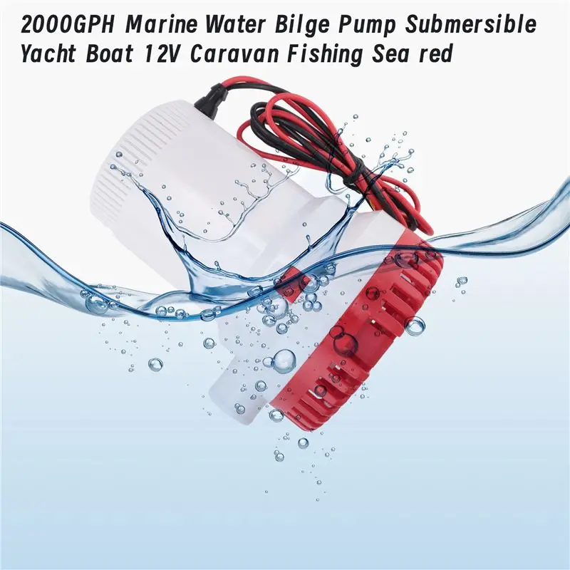2000GPH Marine Water Bilge Pump Submersible Yacht Boat 12V Caravan Fishing Sea Red-AD39
