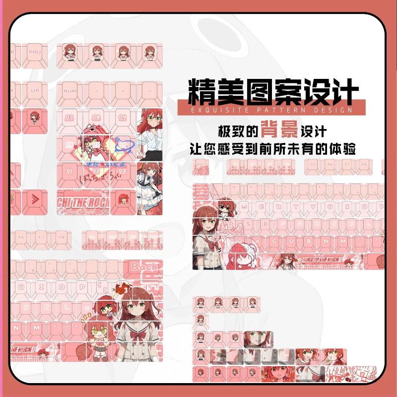 Bocchi De Rots! Kita Ikuyo Thema Anime Keycaps Cherry Profiel Maatwerk Mechanische toetsenbordspellen Leuke cartoon cadeau Keycaps