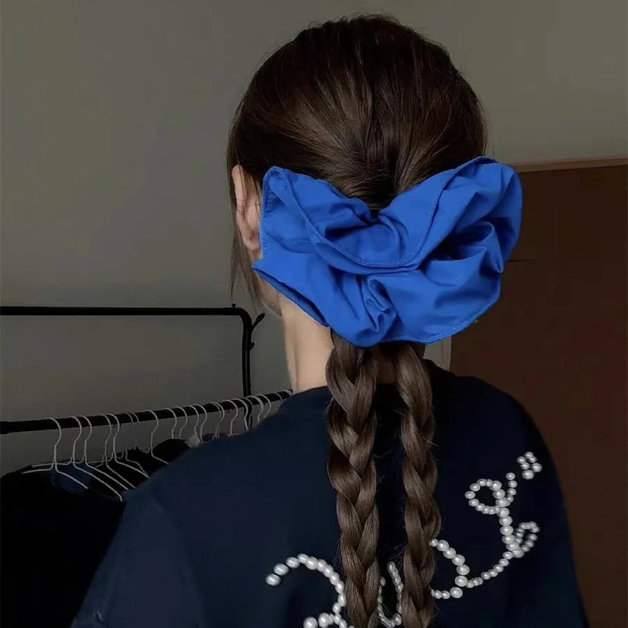 New Korean-style Simple Versatile Blue Fabric Large Intestine Hair Band Exudes Feminine Charm Bun Bun Hair Tie Hair Accessory