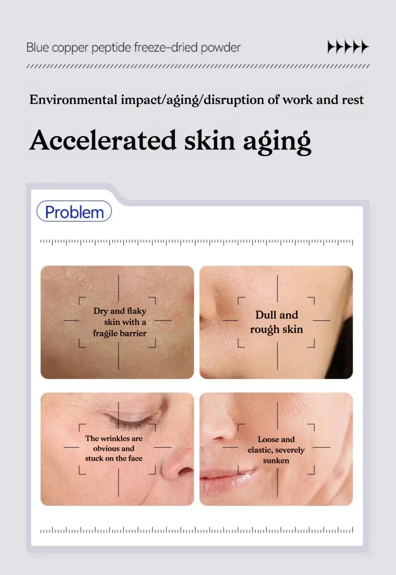Blue Copper Peptide GHK-CU Copper Lyophilized Powder Hydration Skin Rejuvenation Improve Elasticity Repair Skin Barrier SkinCare
