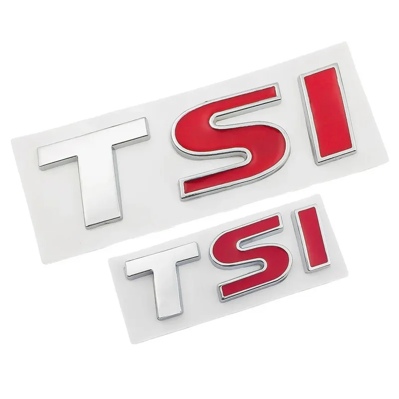 3D Metal Red Silver TSI Logo Emblem Car Styling Badge Sticker Decal for VW Volkswagen Tiguan Polo Golf 4 5 6 MK6 Passat B5 B6