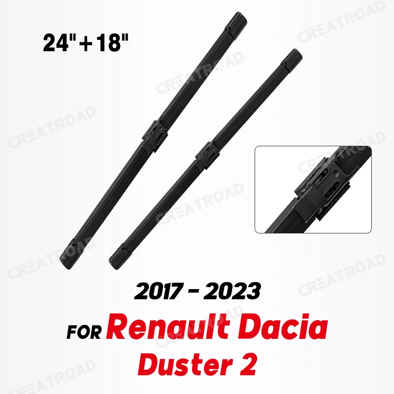 Wiper LHD Front Wiper Blades For Renault Dacia Duster MK2 2017 - 2023 Windshield Windscreen Window Rain Brushes 24\