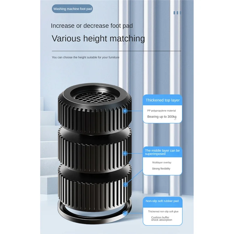 N18r 4 pçs almofadas de aumento de altura da máquina de lavar almofadas antiderrapantes silencioso skid raiser esteira geladeira secador suporte 3.3cm
