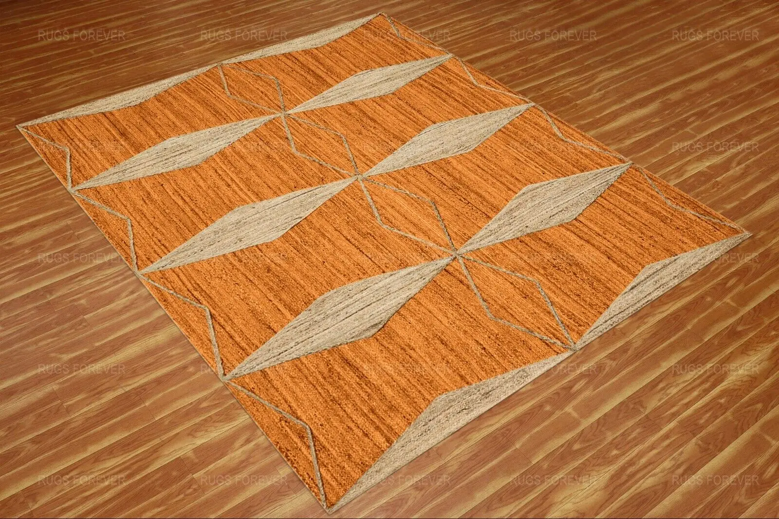 

Handmade Jute Carpet Hallway Orange Kilim Living Room Mat Bedroom Area Rug