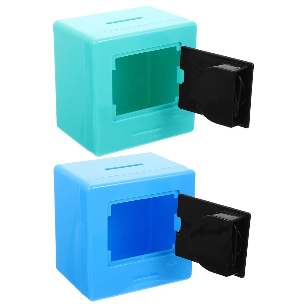 2 Pcs 's Safe Cash Container Coin Counting Bank Mini for Savings Real Money