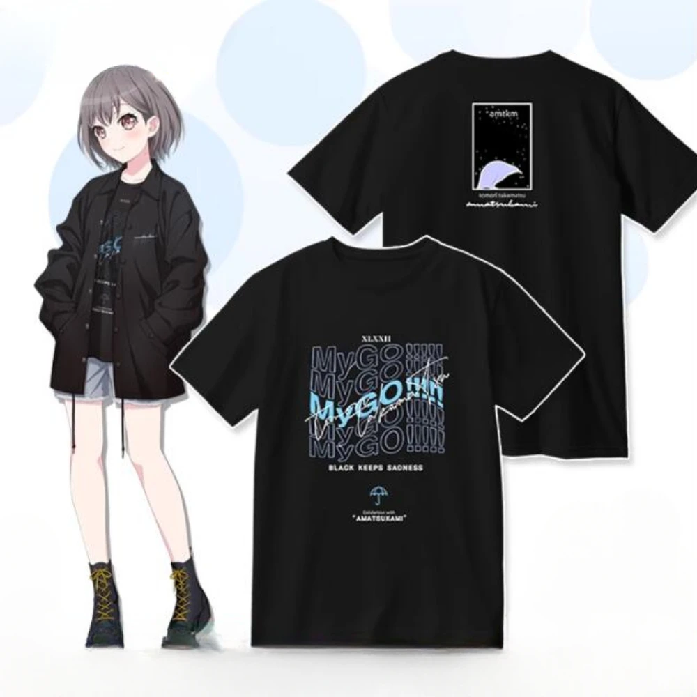Nadruk 3D BanG Dream!To koszulka MyGO kobiety mężczyźni lato O-neck z krótkim rękawem zabawna koszulka Tomori Takamatsu Cosplay koszulki z nadrukami