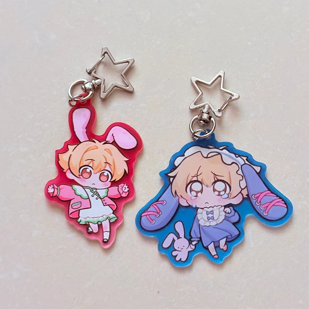 2pcs/set Anime Ouran High School Host Club Honey Cosplay Keychain Kawaii Acrylic Pendant Keyring Backpack Accessory Cosplay Prop