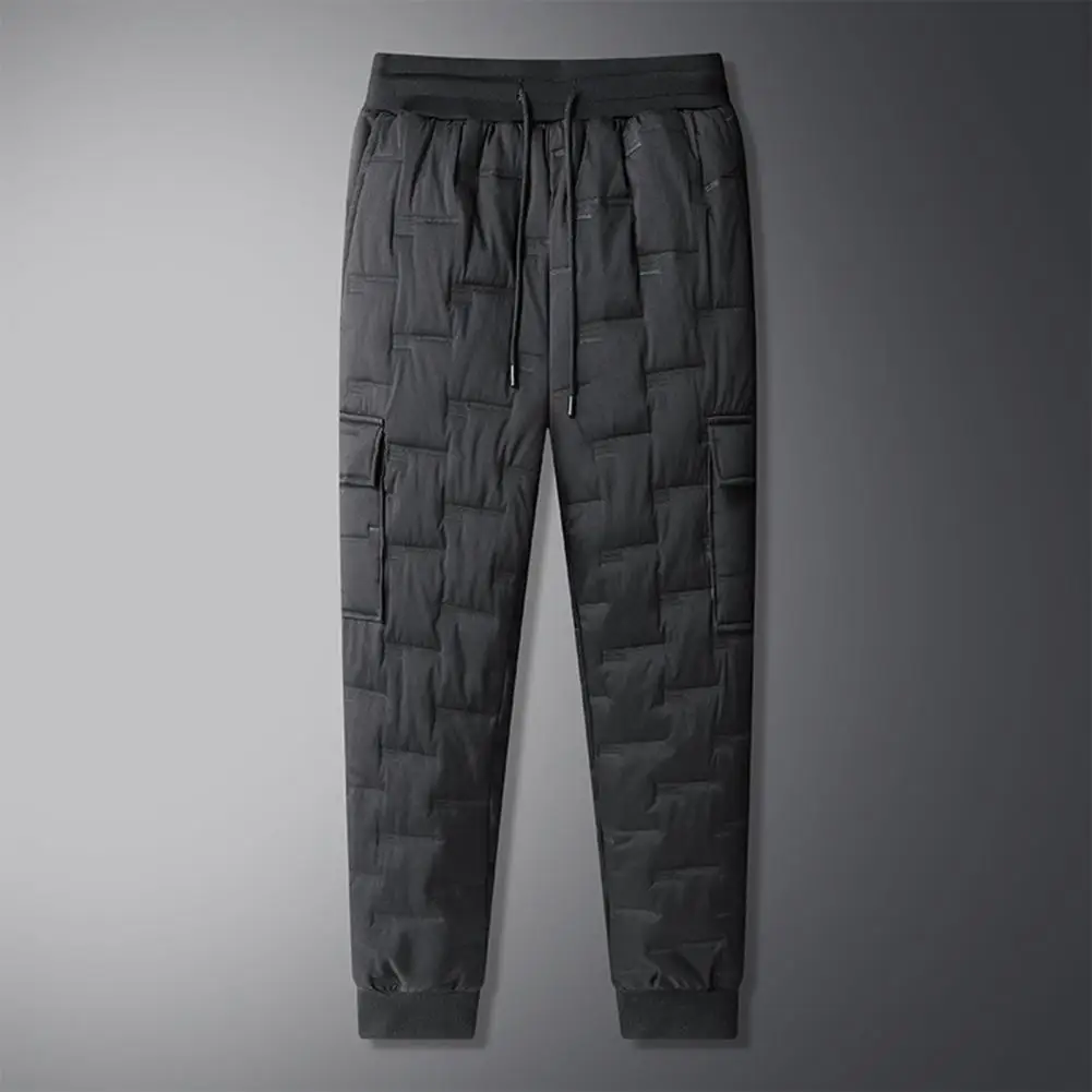 Pantaloni da uomo dalla vestibilità rilassata Pantaloni sportivi imbottiti in peluche spesso con tasche per l'autunno inverno Vita elastica ampia per tutti i giorni