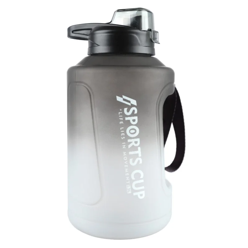 1500ml Drinking Cup Large Capacity Water Cup Outdoor Sports Drop Proof Plastic Cup Gradient Gray