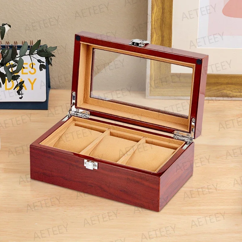 Exquisite Lacquered Watch Storage Display Case Box Wood Grain Dustproof Boxes Watch Case Storage for Luxury Box Customized Logo