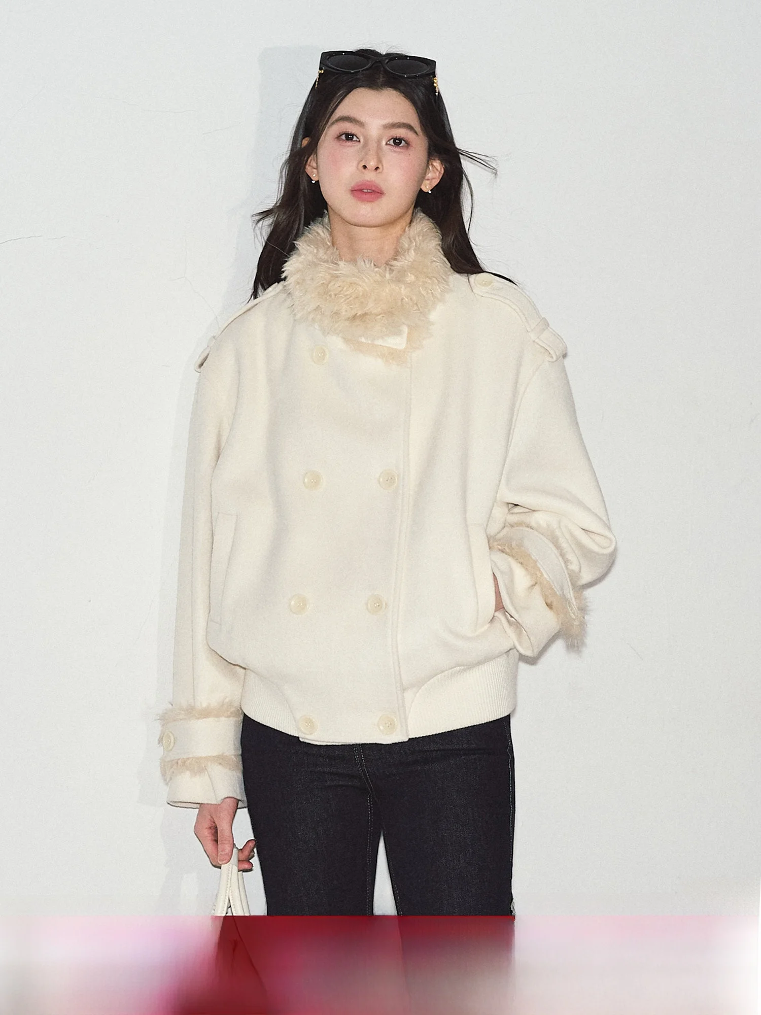 

Женская шерстяная куртка RECOIN RC с меховым воротником, осенне-зимняя, новая, для повседневной носки, на двух пуговицах, длинная