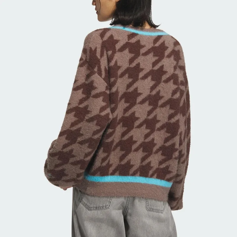 Adidas Clover Women's V-Neck Vintage Knitted Casual Pullover KC2688